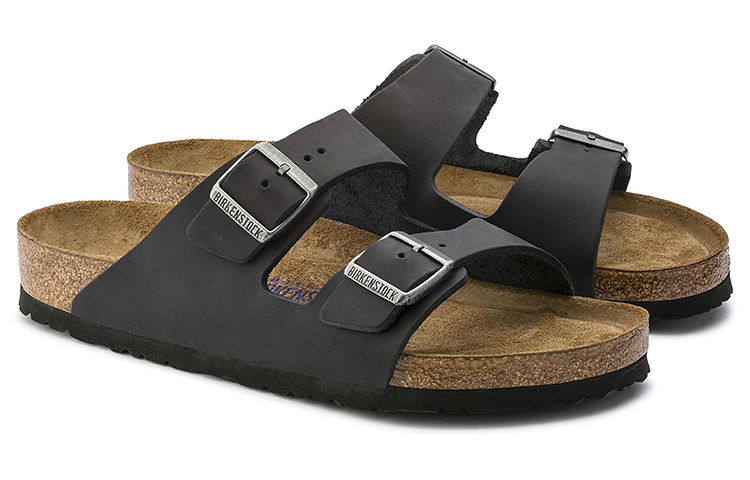 Shop Birkenstock Arizona Oiled Nubuck Leather Narrow Fit Sandals 'Black' 752483