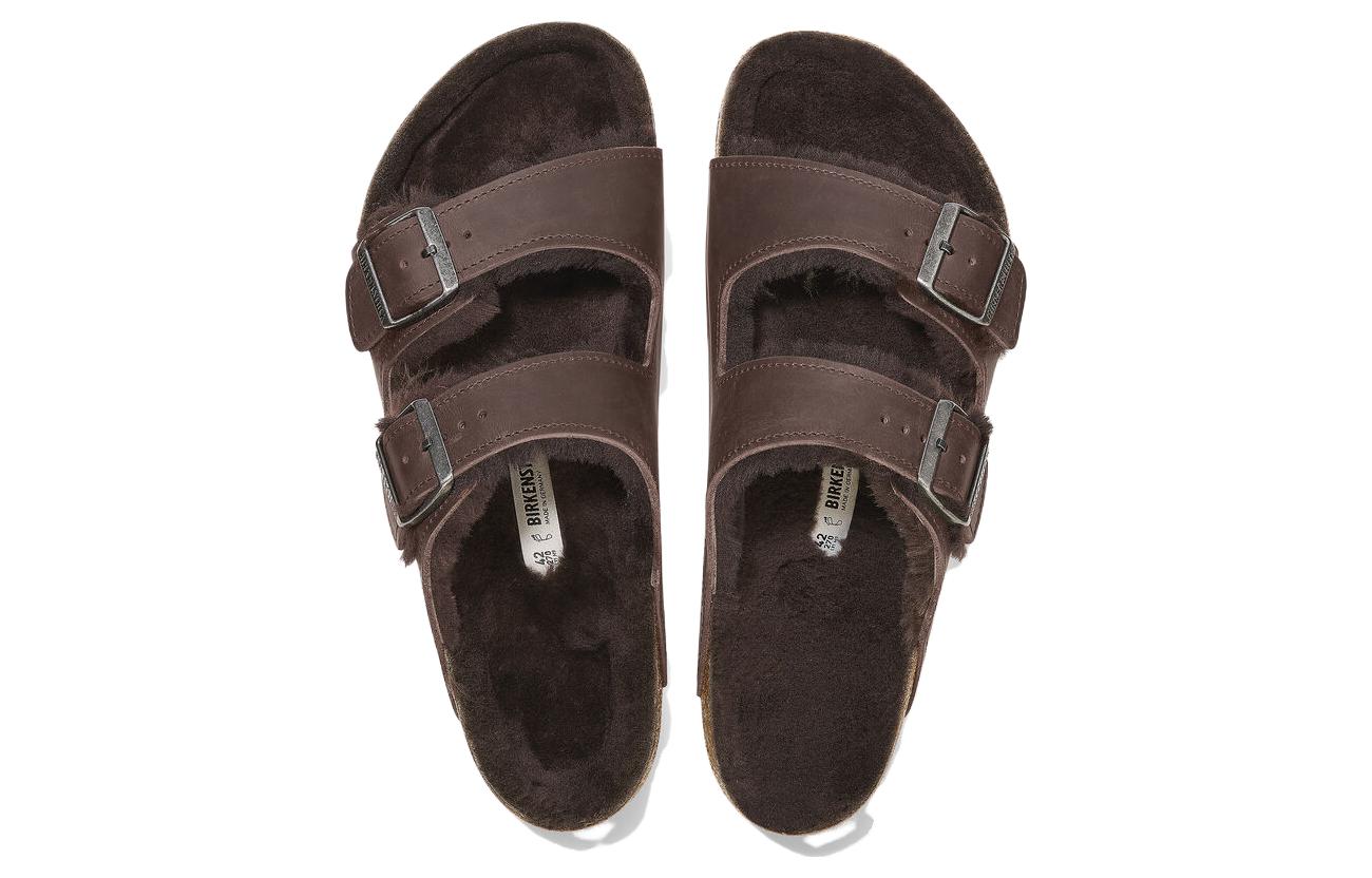 Shop Birkenstock Arizona Shearling 'Brown Regular Edition' 1025654