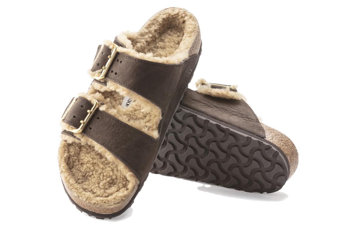 Shop Birkenstock Arizona Shearling 'Suede Brown Comfort' 1023632