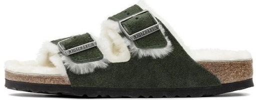 Birkenstock Arizona Shearling Sandal Suede Leather Narrow Fit 'Green' 1021102 Birkenstock Arizona Shearling Sandal Suede Leather Narrow Fit 'Green' 1021102