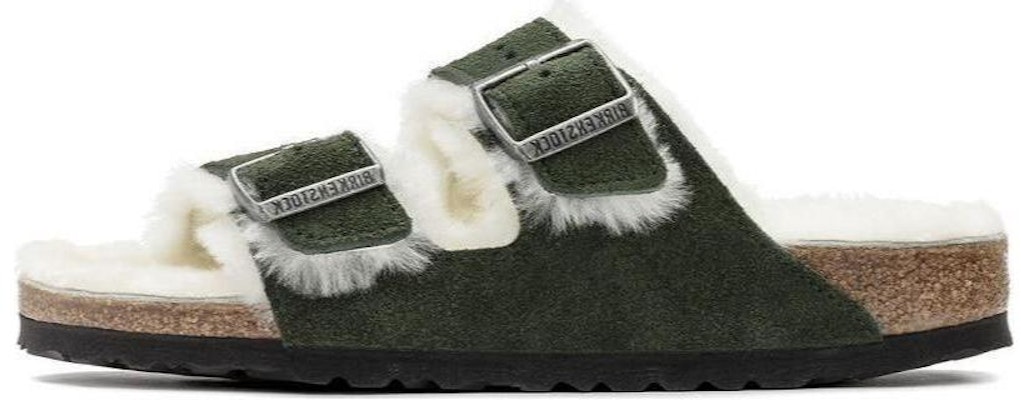 Birkenstock Arizona Shearling Sandal Suede Leather Narrow Fit 'Green' 1021102 Buy Birkenstock Arizona Shearling Sandal Suede Leather Narrow Fit 'Green' 1021102