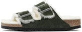 Buy Sandal Birkenstock Arizona Shearling Kulit Suede Fit Sempit 'Hijau' 1021102