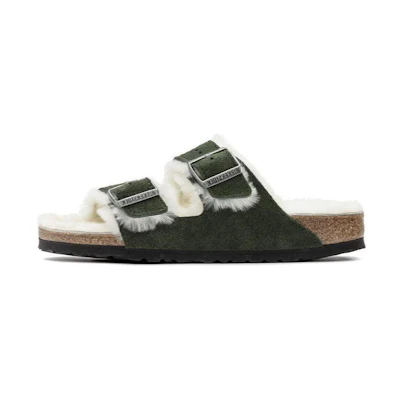 Birkenstock Arizona Shearling Sandal Suede Leather Narrow Fit 'Green'