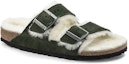 Lookbook Sandal Birkenstock Arizona Shearling Kulit Suede Fit Sempit 'Hijau' 1021102