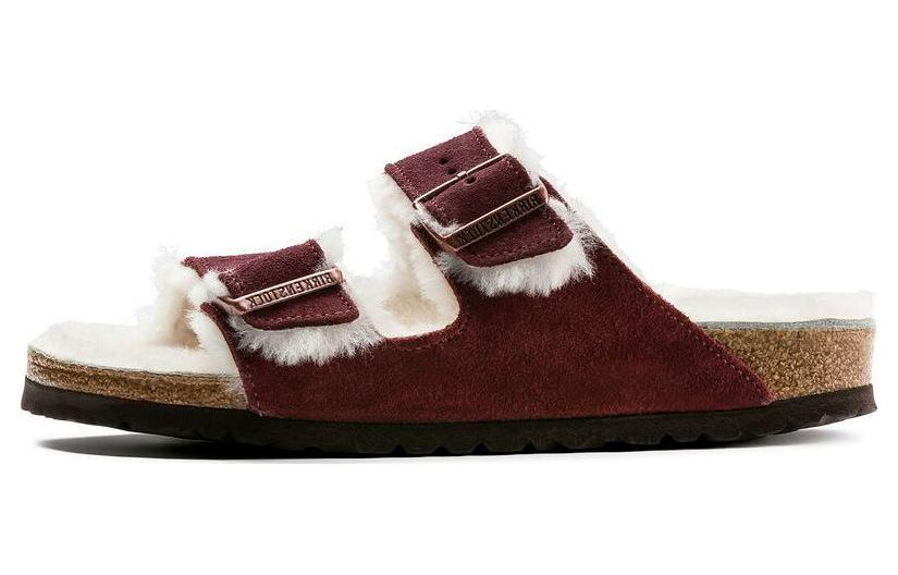 Birkenstock Arizona Shearling Suede Leather Narrow Fit 'Port' 1012247