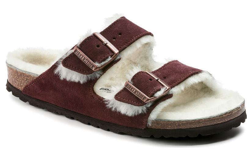 Order Birkenstock Arizona Shearling Suede Leather Narrow Fit 'Port' 1012247