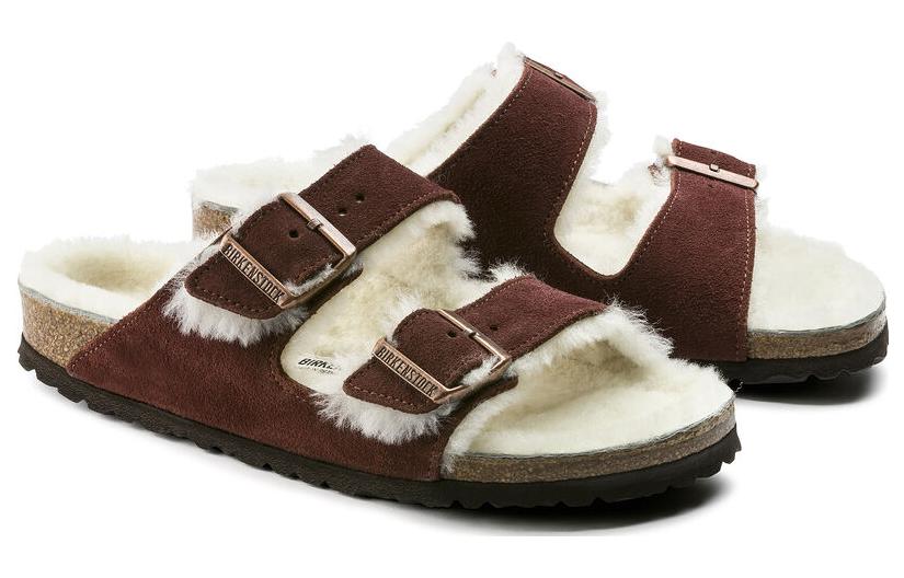 Lookbook Birkenstock Arizona Shearling Suede Leather Narrow Fit 'Port' 1012247