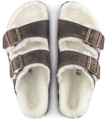 Birkenstock Arizona Shearling Waxy Leather Narrow Fit Sandals 'Oiled Habana' 1021049 Lookbook Birkenstock Arizona Shearling Waxy Leather Narrow Fit Sandals 'Oiled Habana' 1021049