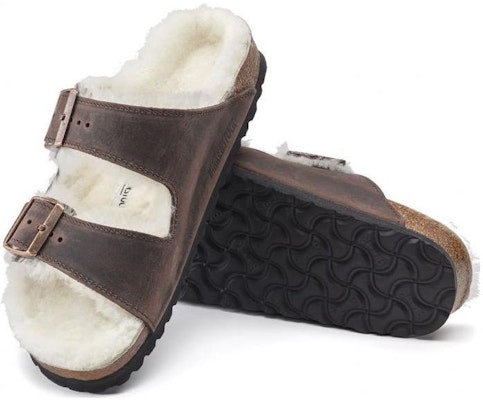 Birkenstock Arizona Shearling Waxy Leather Narrow Fit Sandals 'Oiled Habana' 1021049 Shop Birkenstock Arizona Shearling Waxy Leather Narrow Fit Sandals 'Oiled Habana' 1021049