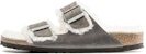 Birkenstock Arizona Shearling Kulit Waxy Oiled 'Iron'. 1021067