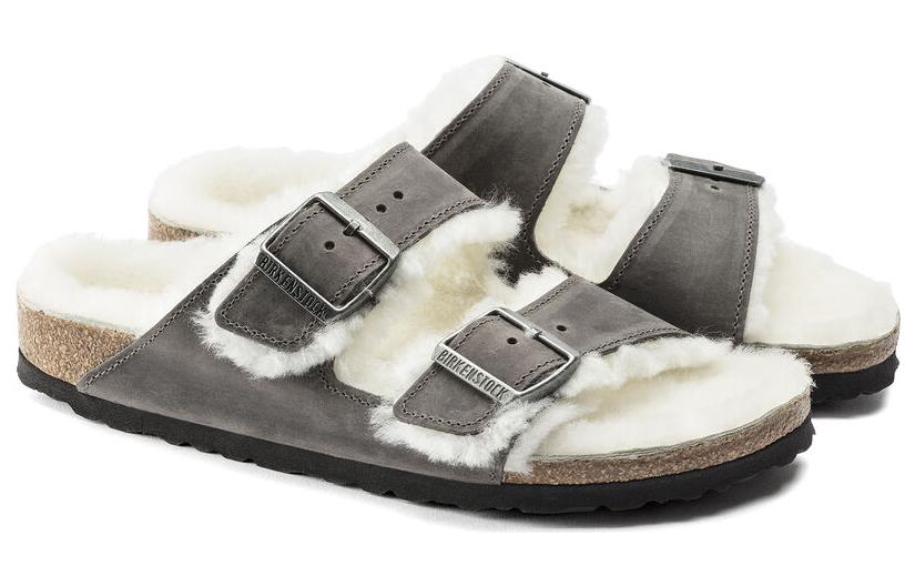 Lookbook Birkenstock Arizona Shearling Kulit Oiled 'Iron' 1021067