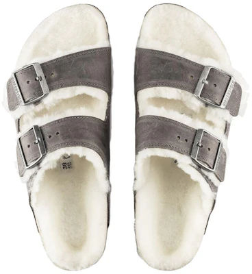 Birkenstock Arizona Shearling Kulit Oiled 'Iron' 1021067 Shop Birkenstock Arizona Shearling Kulit Oiled 'Iron' 1021067