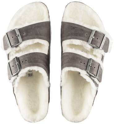 Birkenstock Arizona Shearling Waxy Leather Oiled 'Iron' 1021067 Shop Birkenstock Arizona Shearling Waxy Leather Oiled 'Iron' 1021067