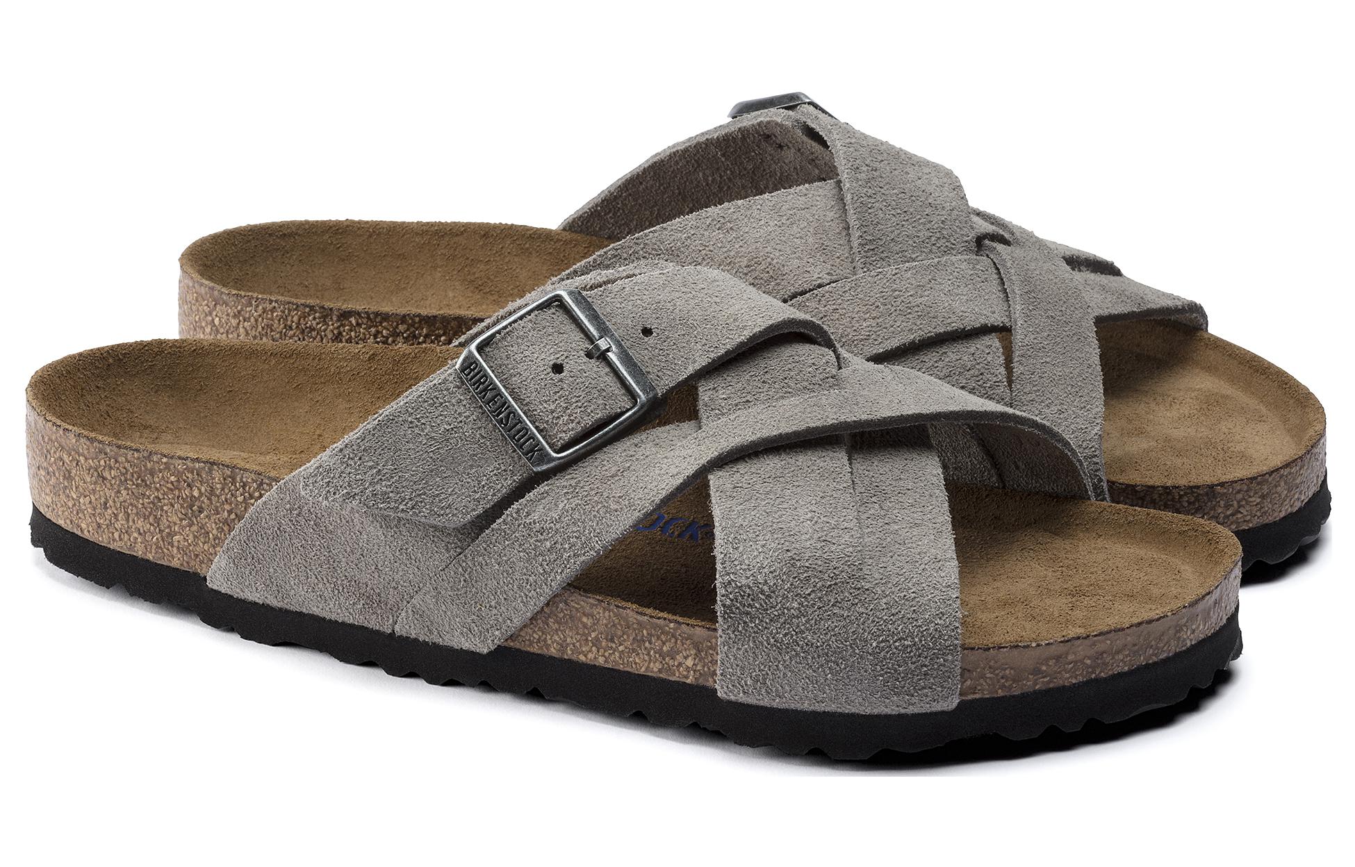 Lookbook Birkenstock 絨面 軟舒適平底百搭扣 一字拖鞋 男女同款 灰色 常規版