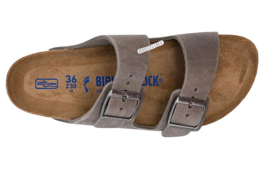 Lookbook Birkenstock Arizona Weiches Fußbett Sandalen Oiled Leather ''Iron'' 1013645