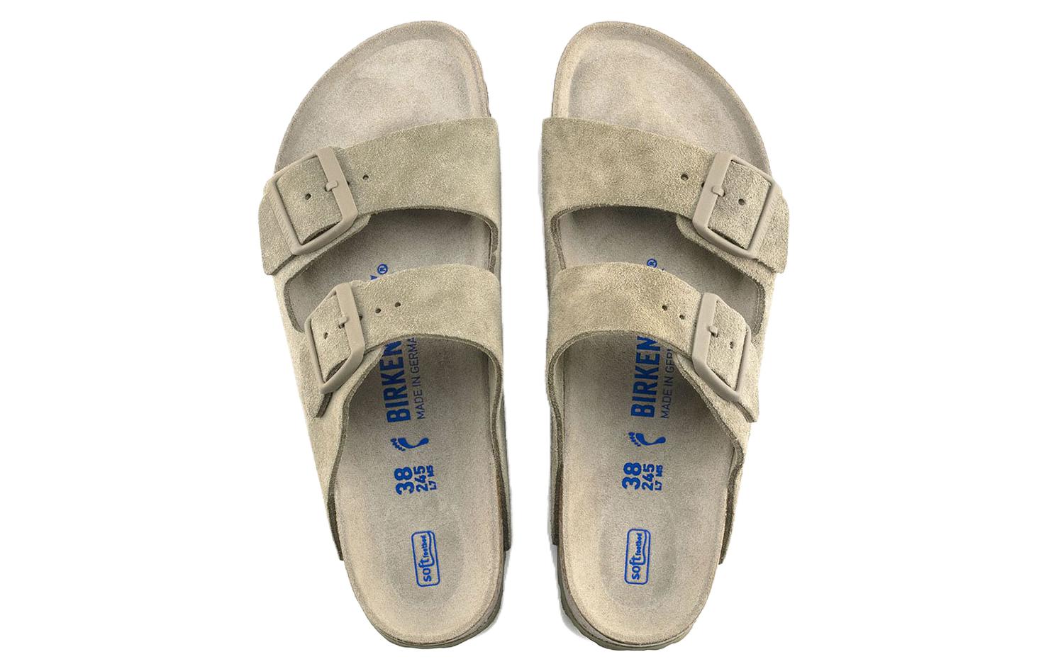 Shop Birkenstock Arizona Soft Footbed Suede Khaki Pudar 1019088