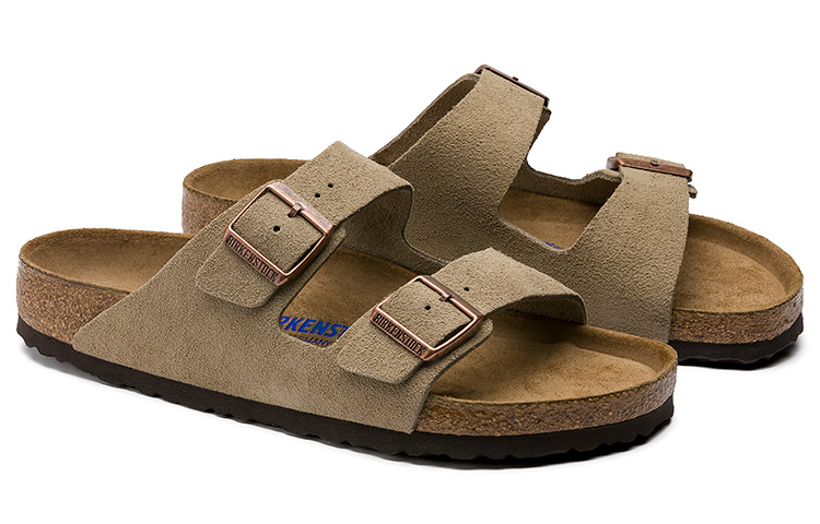 Shop Birkenstock Arizona Soft Footbed Suede Leather 'Taupe' Kulit Lembut Coklat Pudar 951301