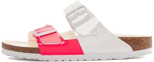 Birkenstock Arizona Split Birko-Flor Narrow Fit Sandals 'Patent Neon Pink White' 1024214 Birkenstock Arizona Split Birko-Flor Narrow Fit Sandals 'Patent Neon Pink White' 1024214