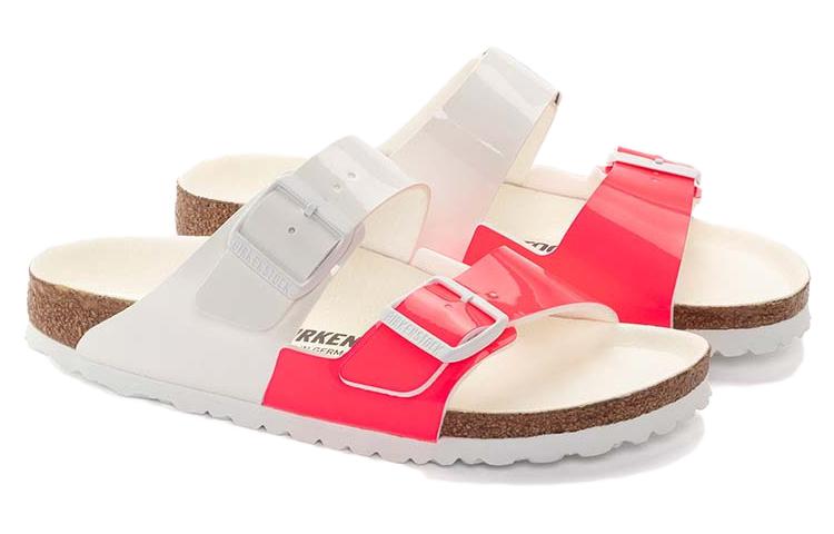 Lookbook Sandal Birkenstock Arizona Split Narrow 'Patent Neon Pink White' 1024214