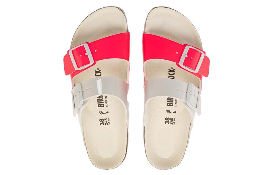 Shop Sandal Birkenstock Arizona Split Narrow 'Patent Neon Pink White' 1024214