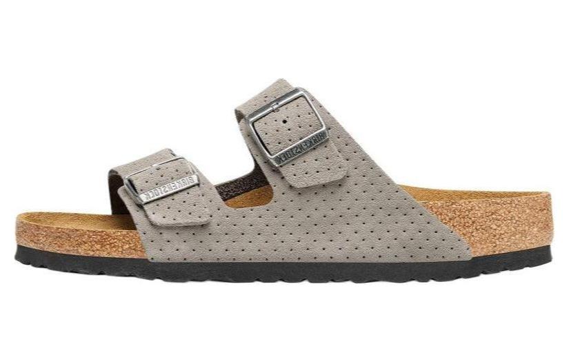 Birkenstock Arizona Suede Embossed Dotted Sandals 'Stone Coin'