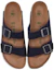 Shop Birkenstock Arizona Vegan PU 柔軟舒適 一字拖鞋 男款 藍棕