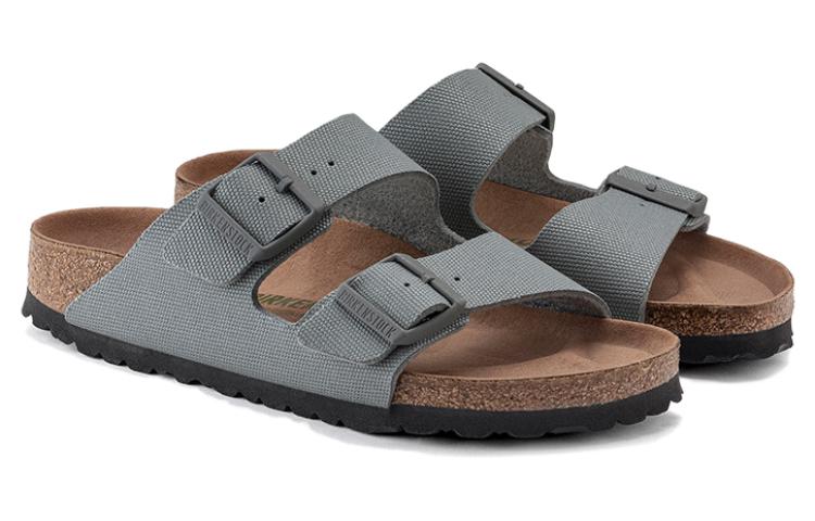 Lookbook Birkenstock 圓頭休閒 一字拖鞋 男女同款 灰色 常規