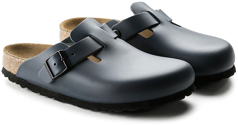 Birkenstock Boston系列 頭層牛皮軟木包頭時尚涼鞋 男款 藍色常規版 Shop Birkenstock Boston系列 頭層牛皮軟木包頭時尚涼鞋 男款 藍色常規版