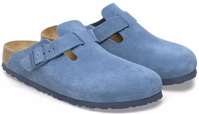 Birkenstock 絨面 舒適圓頭百搭厚底 包頭拖鞋 男女同款 淺藍色 常規版 Lookbook Birkenstock 絨面 舒適圓頭百搭厚底 包頭拖鞋 男女同款 淺藍色 常規版