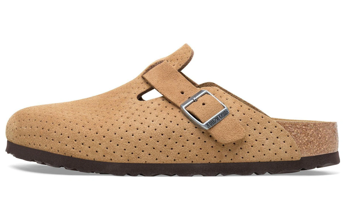 Birkenstock Boston Suede Embossed Dotted New Beige 'Brown'