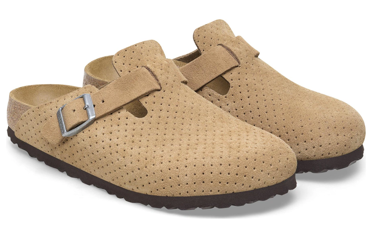 Birkenstock Boston Suede Embossed Dotted New Beige 'Brown'
