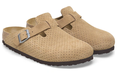 Birkenstock Boston Suede Embossed Dotted New Beige 'Brown'