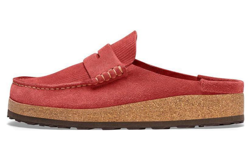 Buy Birkenstock 絨面 舒適圓頭百搭增高厚底 包頭拖鞋 男女同款 紅色 常規版