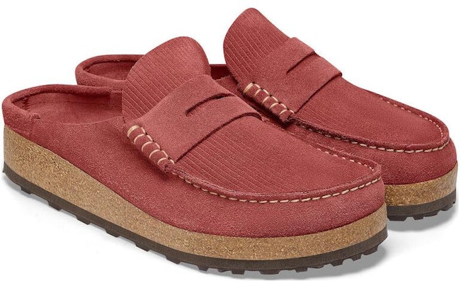 Birkenstock 絨面 舒適圓頭百搭增高厚底 包頭拖鞋 男女同款 紅色 常規版 Lookbook Birkenstock 絨面 舒適圓頭百搭增高厚底 包頭拖鞋 男女同款 紅色 常規版