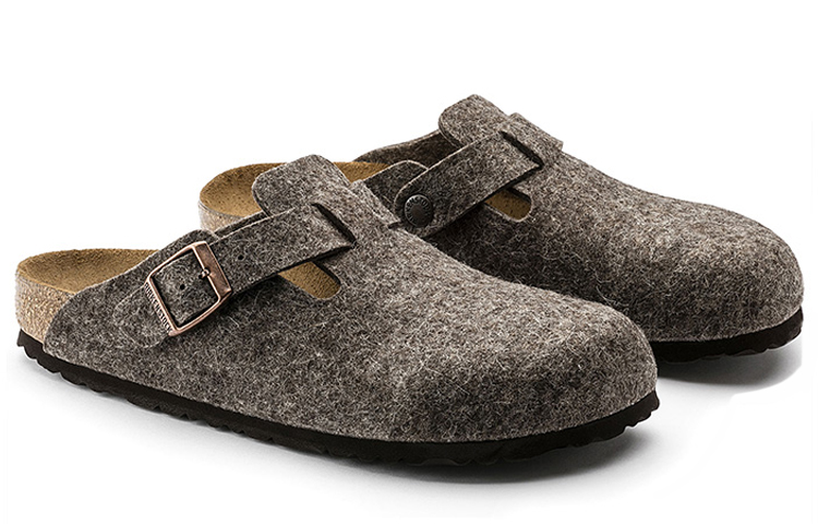 Shop Birkenstock Boston '羊毛氈棕色' 160583