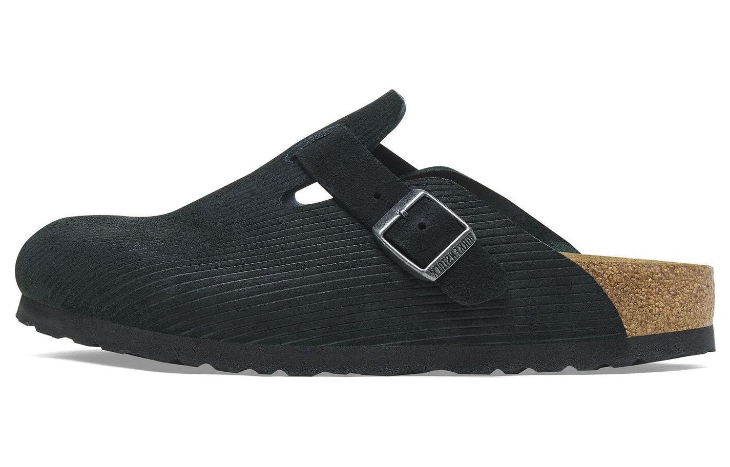 Birkenstock Boston Embossed Corduroy Suede 'Black'