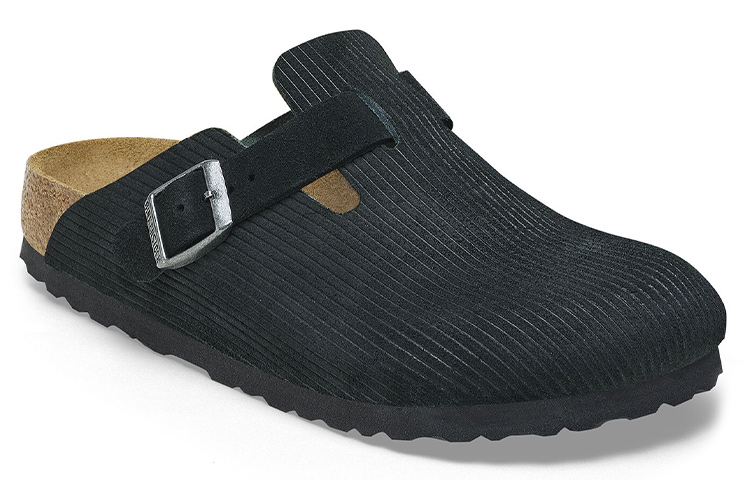 Birkenstock Boston Embossed Corduroy Suede 'Black' 圖 2