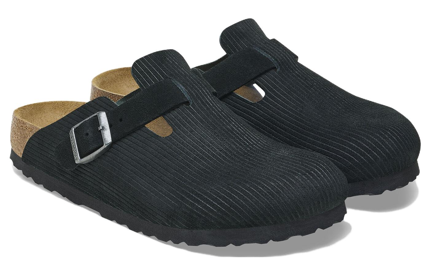 Birkenstock Boston Embossed Corduroy Suede 'Black' 圖 3