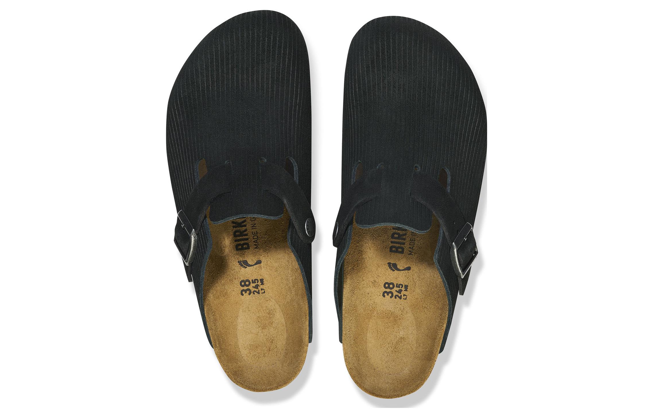 Birkenstock Boston Embossed Corduroy Suede 'Black' 圖 4