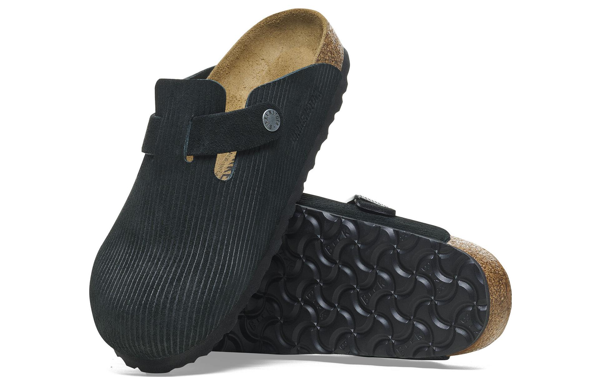 Birkenstock Boston Embossed Corduroy Suede 'Black' 圖 5