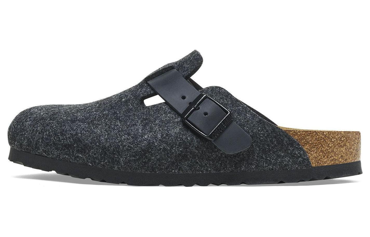 Buy Birkenstock 圓頭套腳 包頭拖鞋 男女同款 黑色 窄版