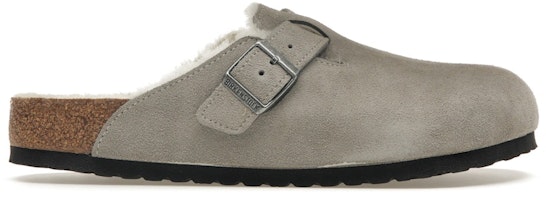 Birkenstock Boston Fur Narrow 1017650 'Suede Stone Coin Grey' 1017650/1017651 Birkenstock Boston Fur Narrow 1017650 'Suede Stone Coin Grey' 1017650/1017651