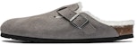 Birkenstock Boston Bulu Narrow 1017650 'Suede Stone Coin Kelabu'. 1017650/1017651