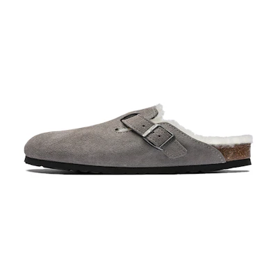 Birkenstock Boston Fur Narrow 1017650 'Suede Stone Coin Grey'