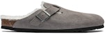 Birkenstock Boston Bulu Narrow 1017650 'Suede Stone Coin Kelabu'. 1017650/1017651
