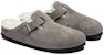 Birkenstock Boston Bulu Narrow 1017650 'Suede Stone Coin Kelabu'. 1017650/1017651