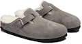 Shop Birkenstock Boston Bulu Narrow 1017650 'Suede Stone Coin Kelabu'. 1017650/1017651