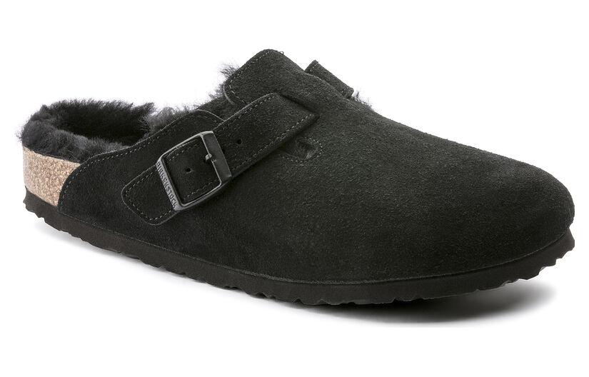 Order Birkenstock Boston Fur Reguler 0259881 'Kulit Suede Hitam' 0259881/0259883