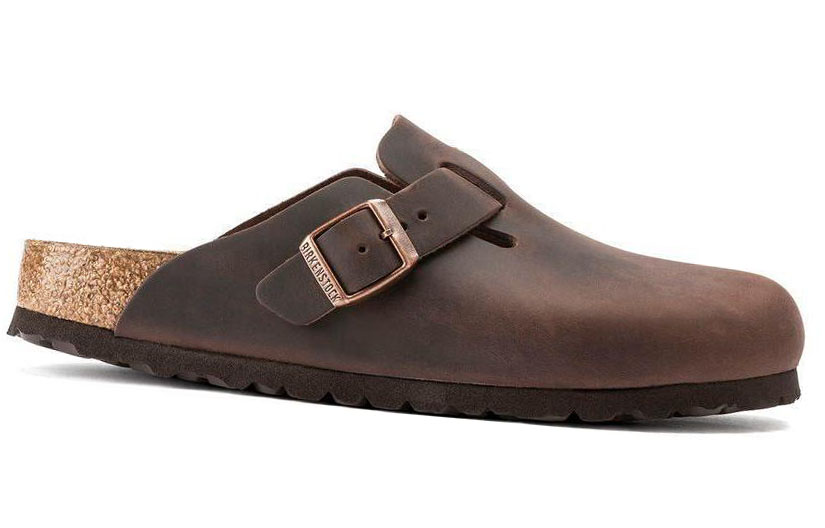 Order Birkenstock 皮革 柔軟舒適增高厚底百搭金屬搭扣 包頭拖鞋 男女同款 紅棕色 窄版