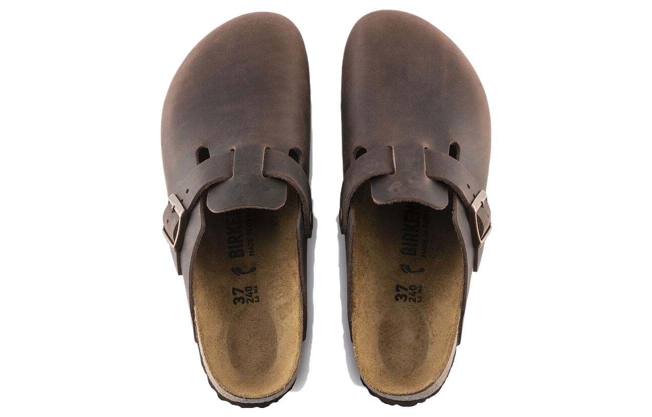 Purchase Birkenstock 皮革 柔軟舒適增高厚底百搭金屬搭扣 包頭拖鞋 男女同款 紅棕色 窄版